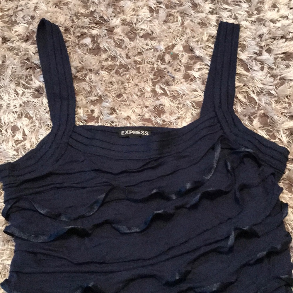 Express Navy Ruffle Tank - Picture 3 of 6